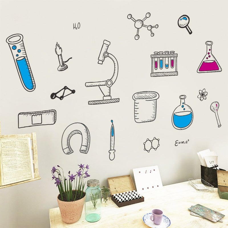 BIBITIME Science Laboratory Wall Decals Vinyl Chemical Element Tool Stickers for School Classroom Nursery Bedroom Children Student Study Teens Kids Room Decor DIY Home Art Decorations - Image 5
